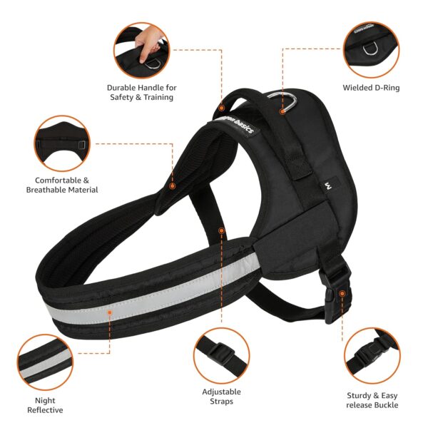 81jh71tHJEL._SL1500_.jpg amazon basics Adjustable Comfort Harness Reflective Harness No Pull Dog Harness for Outdoor Control Medium, Black