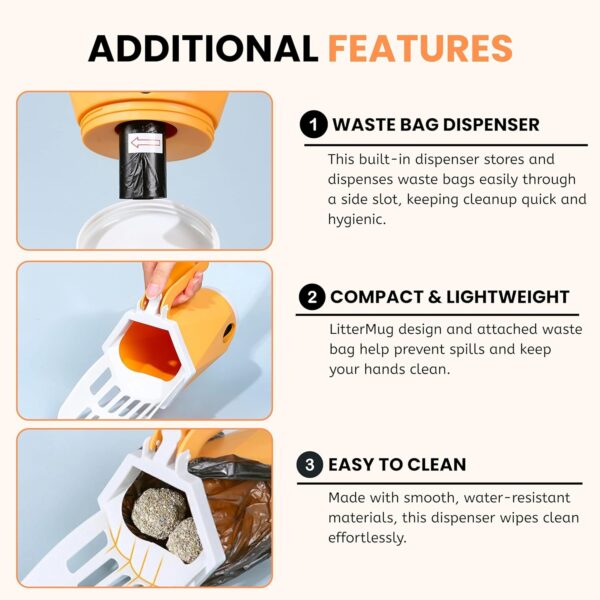 Foodie Puppies 2 in 1 Detachable Cat Litter Scoop - (LitterMug Scooper) with Garbage Bag Bin | Easy to Scoop, Comfortable Grip Handle, Cleaning Tool for Cat Sand and Waste Removal