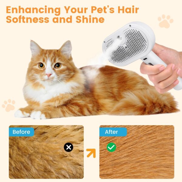 81mpTRPjbPL._SL1500_.jpg Pet Steam Brush for Dogs & Cats | Self-Cleaning Grooming Comb with Water Spray, Anti-Static, Massage Bristles | Portable Pet Hair Remover for Long & Short Fur (Multicolor)