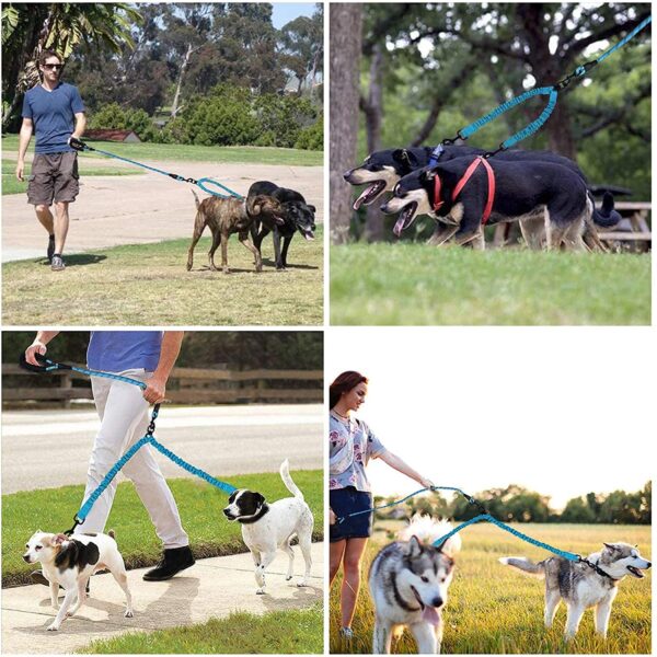 81mxmbmsWmS._SL1500_.jpg 2022 Newest Nylon Tactial 6 ft Anti Pull Traffic Control Padded Double Dog Lead Bungee Training Double Head Dog Leash for Two Small and Medium Dogs