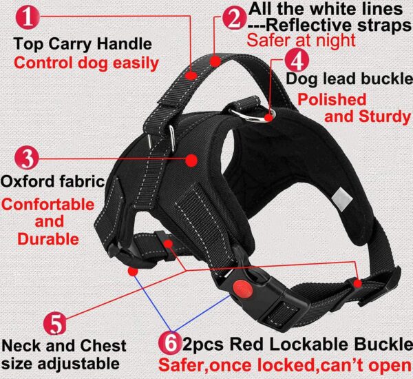 81o-7WSSwS._SL1500_.jpg Cats Dog Harness No Pull With Handle, Reflective Adjustable Vest Harness For Puppy Dog & Cats (Large) - Black