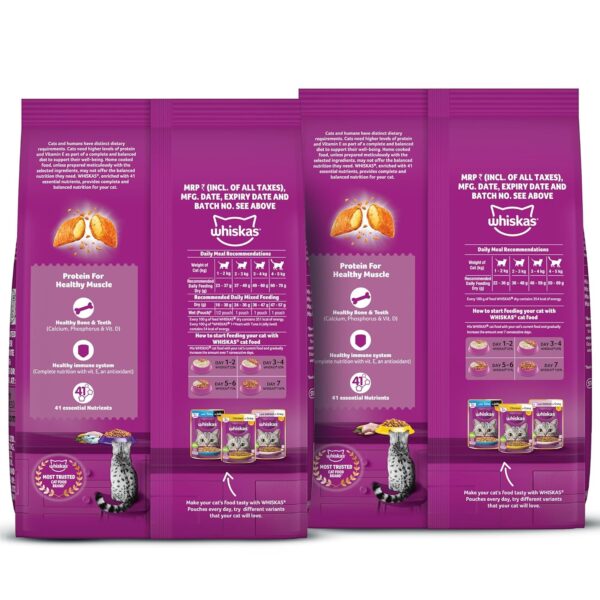 81o4DT3vfhL._SL1500_.jpg Whiskas Adult (+1 Year) Dry Cat Food, Chicken Flavour, 1.2kg Pack & Whiskas Adult (+1 Year) Dry Cat Food, Mackerel Flavour, 1.2kg Pack