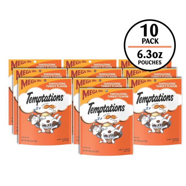 Whiskas Temptations Treats for Cats Mega Bag Tantalizing Turkey Flavor, 6.3 Ounce (Pack of 10)
