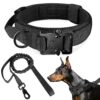 FYA Tactical Collar And Leash Set, Military,Adjustable Training Nylon Collar With Control Handle And Heavy Metal Buckle For Medium And Large Dogs,20,4X20 X4 Cm