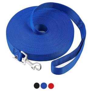 Nylon Dog Training Lead Dog Leash Long Leash15 Ft Long Leash for Dogs (1" Wide) (Blue, 15 Feet)