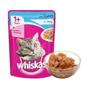 Whiskas Wet Cat Food, Tuna in Jelly for Adult Cats (+1 Year) – 85 g Pouch (Pack of 12)