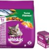 Whiskas Wet Food for Adult Cats (1+Years), Salmon in Gravy Whiskas Wet Food for Adult Cats (1+Years), Salmon in Gravy Flavour, 12 Pouches (12 x 85g) & Whiskas Adult (+1 Year) Dry Cat Food Food, Tuna Flavour, 480g Pack