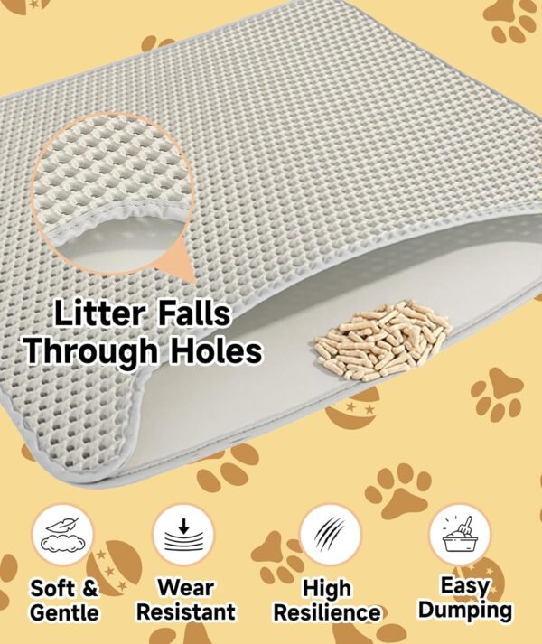 1 Pcs Cat Litter Mat, Double Layer,Waterproof Litter Trapping Mat,13.7 * 23.6 inches/35 * 60cm Litter Mat Double Layer Open Edge Design, Easy Clean Cat Mats for Hardwood Floors