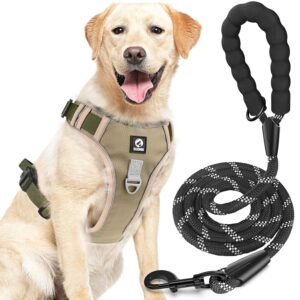 FYA Dog Harness with 1.5M Leash Set,No-Pull Reflective Pet Vest FYA Dog Harness with 1.5M Leash Set,No-Pull Reflective Pet Vest Harness, Adjustable Waterproof Oxford Fabric Dog Vest with Handle,Easy Control for Medium Large Dogs