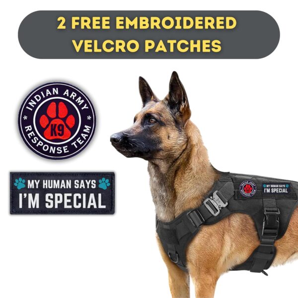 Premium Dog Harness - Military Standard Metal Buckles || Free Velcro Patches || No-Pull Dog Vest || Breathable Mesh || Oxford Fabric || For All Dog Breeds (Black, L), Large