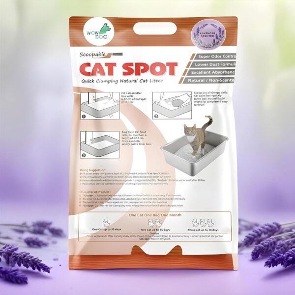 WOW DOG Catspot Cat Litter (Lavender Fragrance) 10 Kgs -Scoopable Smart Bentonite (for Multiple Cats)