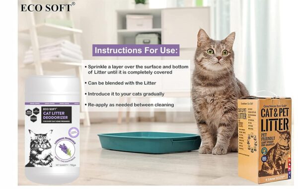 EcoSoft Cat Litter Deodorizer - Strawberry and Lavender fragrance 1500 gm, Odour Control,|Pet Urine Smell Remover| 100% Effective, Fresh Scent