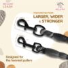 Dog Leash, Dog Rope, Strong and Comfortable, Suitable for Small, Medium, and Large Dog Breeds (up to 80 kg), 5 Feet Long, 12mm / 0.5 inch Thick, Padded Handle, Reflective Rope (Black)