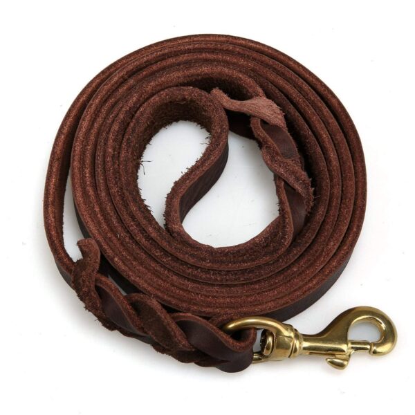 RvPaws Genuine Leather Dog Leash 6 Foot Long 1/2 Inch Wide Dog Training Leash Lead Strong Durable Dog Slip Lead (Length 60 Inch)