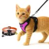 Buraq No Pull Cat Harness with Leash + 2 Pcs Cat Collar, Escape Proof, Ultra-Light Weight, Air Mesh Fabric, Aesthetic Design Adjustable Cat Leash with Harness (XXS - Pink)