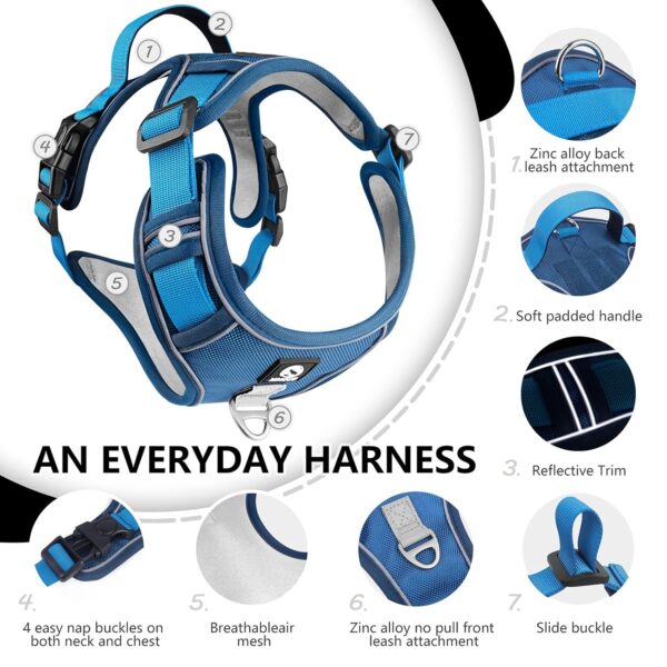 81woTnVhpwL._SL1500_.jpg FYA Dog Harness With 1.5M Rope, No-Pull Reflective Pet Vest Harness, No-Pull Pet Harness, Reflective No-Choke Pet Oxford Vest With Easy Control Handle For Midium Large Dogs,Lake Blue