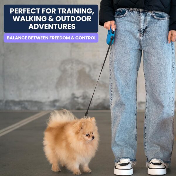 Retractable Dog Leash | 5M Heavy Duty Dog Leash for Small & Medium Size Dogs Upto 20 Kg| Strong Nylon Tape, Anti-Slip Handle, 360° Tangle-Free, One-Click Brake & Pause | (Upto 20 kg Dog, Blue)
