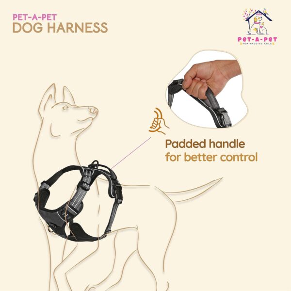 81x5ZZgCmmL._SL1500_.jpg Dog Harness, No Pull & No Choke Harness for Dogs, Oxford Breathable & Reflective Fabric Vest, Soft Inner Sponge Padding, Adjustable Body Belts, Thicker Handle (Medium, Black)