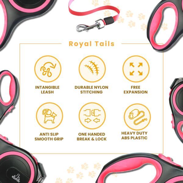 81xavKNV0vL._SL1500_.jpg Elite Pet Store | 360 Tangle Free Premium Retractable Dog Leash | Heavy Duty ABS | Anti-Slip Handle | One-Hand Brake, Pause, & Lock | Alloy Buckle | Ideal for Dogs Upto 50kg | Upto 26ft | 5M | Pink
