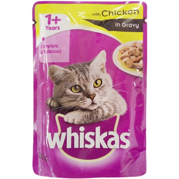 Whiskas Adult Cat Food - Chicken in Gravy, 85g Pouch