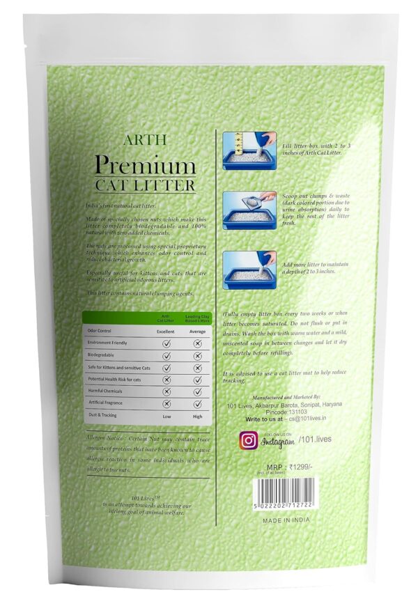Arth Cat Litter - Walnut by 101 Lives | 9.4 kg | Ultra Odor Control |100% Natural | Clumping | Eco-Friendly