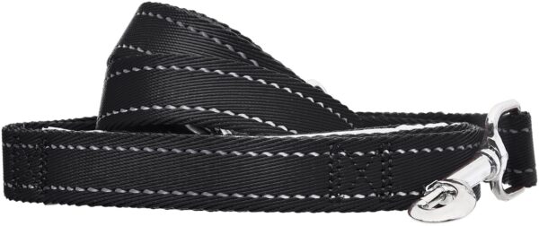 81zomQZla3L._SL1500_.jpg Amazon Basics Double Handle Light Reflecting Dog Leash | 6 Feet/ 182 cm | Black | Strong Hook for Training and Walking Dogs | 2 Padded Handles