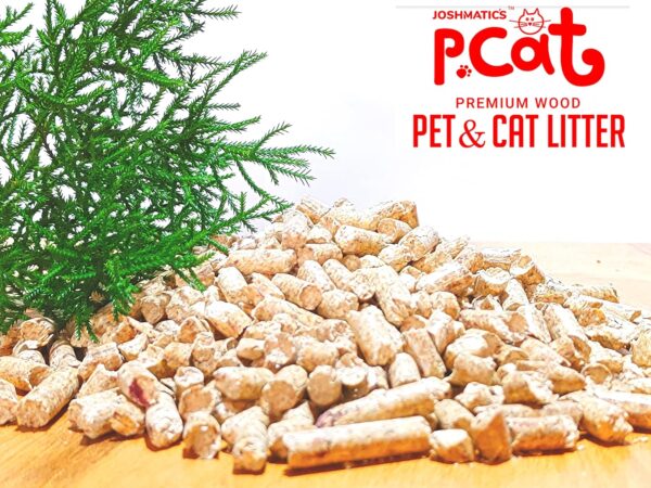 JOSHMATIC'S PCAT Premium Pinewood Cat Litter | 100% Natural, Flushable & Biodegradable | Superior Odor Control | Dust-Free | Eco-Friendly & Compostable Wood Pellets Cats & Small Pet (14.1KG/24L)