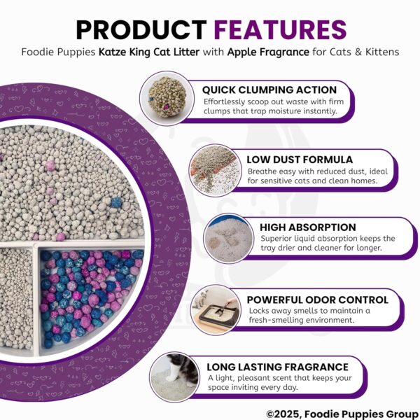 Foodie Puppies Katze King 5 Kg Cat Litter with Apple Fragrance - (Pack of 4) | Clean Non-Dust Clumping Type Exclusive Scoop-able with Odour Control