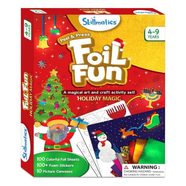 Skillmatics Foil Fun – Mess-Free Holiday Art & Craft Kit for Kids, DIY Creative Activity, Travel Game, Christmas Gift for Boys & Girls Ages 4, 5, 6, 7, 8, 9