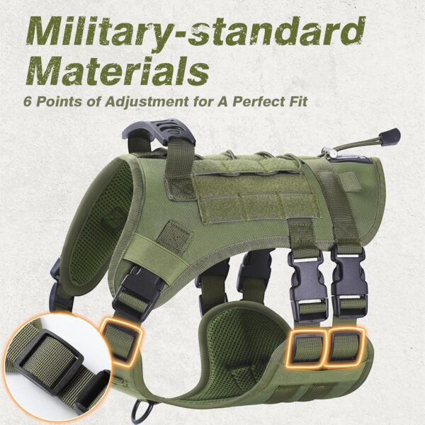 91IuS1bDeQL._SL1500_.jpg Tactical Dog Harness for Medium Large Dogs No Pull Adjustable Dog Vest for Training Walking Military Grade with Molle Panels Easy Control Tactical Harness with Handle (Green, Large)