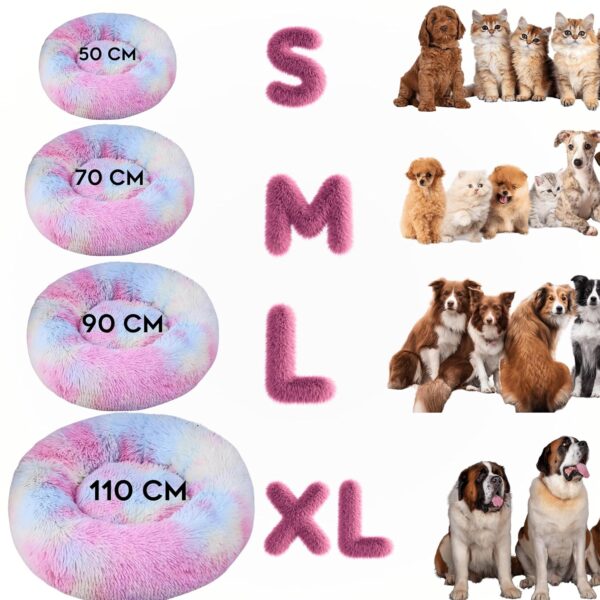 91JkQhrjxLL._SL1500_.jpg ZEXSAZONE Rainbow Dog Bed – Soft Plush Comfortable Washable Pet for Medium Dogs & Cats, Cozy All-Weather Round Cushion Bed for Puppies & Pets (Medium, Rainbow Color)