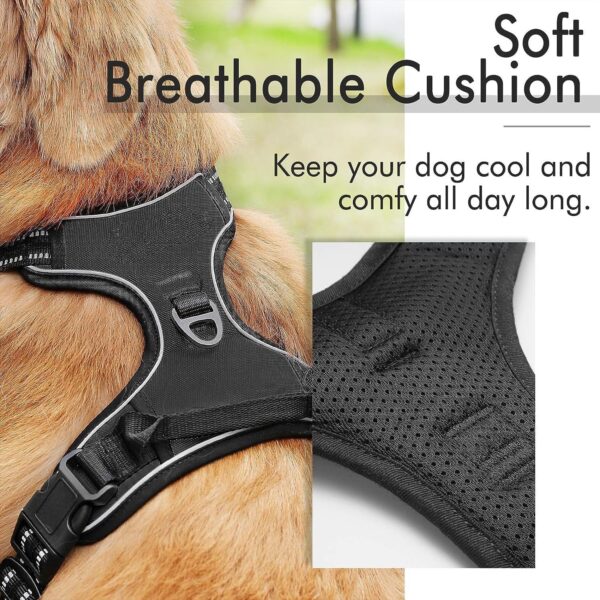 JV No-Pull Dog Harness with Reflective Straps, Padded Air Mesh, Adjustable with Top Handle, Black