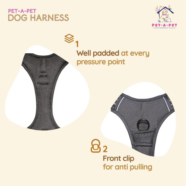 91cAFbxAFnL._SL1500_.jpg Dog Harness, No Pull & No Choke Harness for Dogs, Oxford Breathable & Reflective Fabric Vest, Soft Inner Sponge Padding, Adjustable Body Belts, Thicker Handle (Medium, Black)
