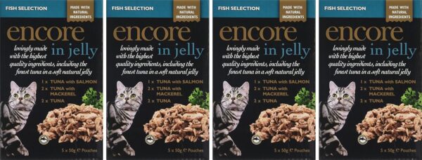 91fN52H9NxL._SL1500_.jpg Encore Natural Wet Cat Food Tuna Multipack with Fish Selection in 50g Jelly Bag (Pack of 20 Bags) (Packaging May Vary)
