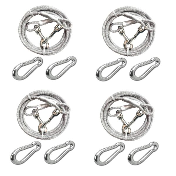 91gspy6Y1SL._SL1500_.jpg 6Feet x 4pc DUBIDU Venyl Covered Heavy Duty Tie Out Cable for Dogs - Tangle-Free & Weather Resistant +7mm 2Carabiner