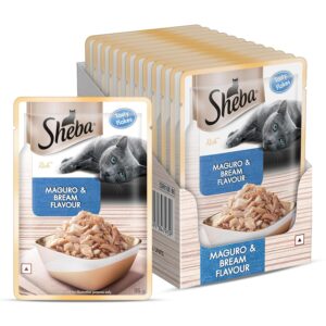 Sheba Rich Premium Adult (1+ Years) Wet Cat Food, Maguro Sheba Rich Premium Adult (1+ Years) Wet Cat Food, Maguro & Bream Flavour, 35 g Pouch (Pack of 12), High-moisture wet food for healthy hydration