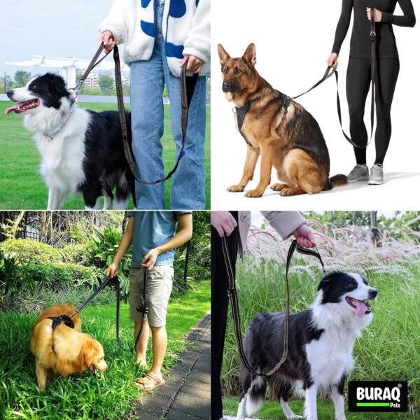 91i4awEL9FL._SL1500_.jpg Buraq 6FT Reflective Double Handle Dog Leash, Dual Padded Handles for Control & Comfort, Strong Clip Lead for Walking, Training & Safety