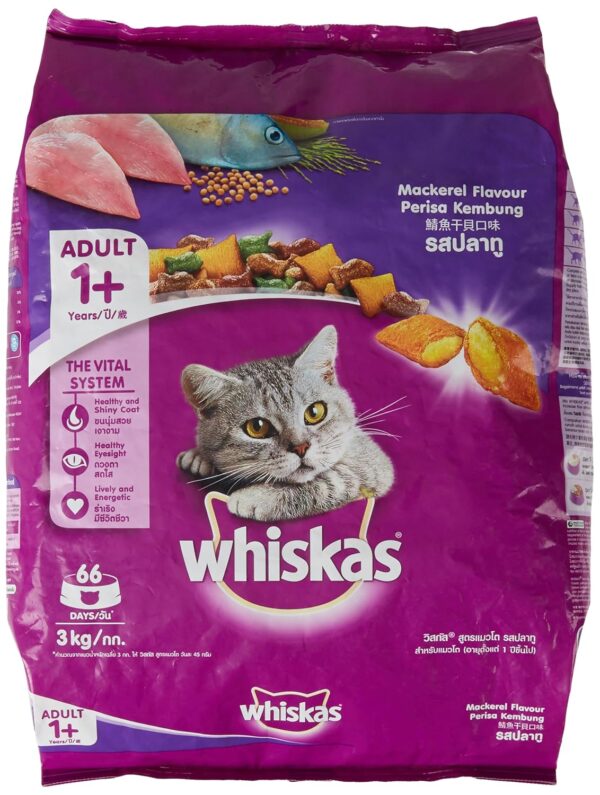 Whiskas Adult Cat Food, Pocket Mackerel, 3 kg Whiskas Adult Cat Food, Pocket Mackerel, 3 kg