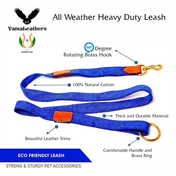 91v0YeSQRmL._SL1500_.jpg Vama AIR Leash Sustainable & EcoFriendly 100% Natural Cotton Solid Brass Hook Super Durable Anti Slip Leash for Small Dogs 5 Feet Long X 0.75 Inch Wide Hand Made British Racing Green