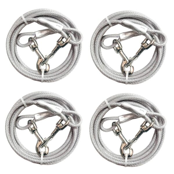 91yha6zz2HL._SL1500_.jpg 6Feet x 4pc DUBIDU Venyl Covered Heavy Duty Tie Out Cable for Dogs - Tangle-Free & Weather Resistant +7mm 2Carabiner