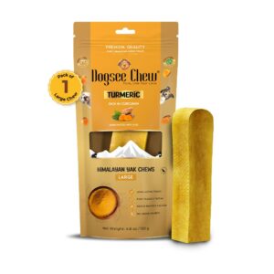 Dogsee Himalayan Yak Milk Dog Chews with Turmeric (Large - 1 Chew) - 130g | Help Alleviate Joint Pain | No Rawhide | Calming Dental Chews for Dogs
