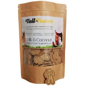 TailTrums Dog Biscuits – Milk & Coconut Cookies with Calcium 250g | Healthy Dog Food | All Breeds |
