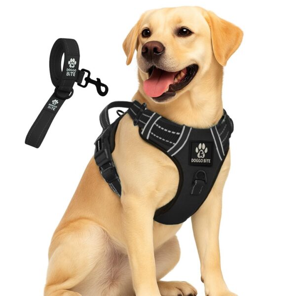 Premium Reflective Dog Vest Harness| Soft Breathable| Padded Handle| Adjustable Straps & Dual Lock Buckle| No-Choke Design with Free Leash-12mm Chest (22-30 inch) All Medium Breeds 12-27 Kg