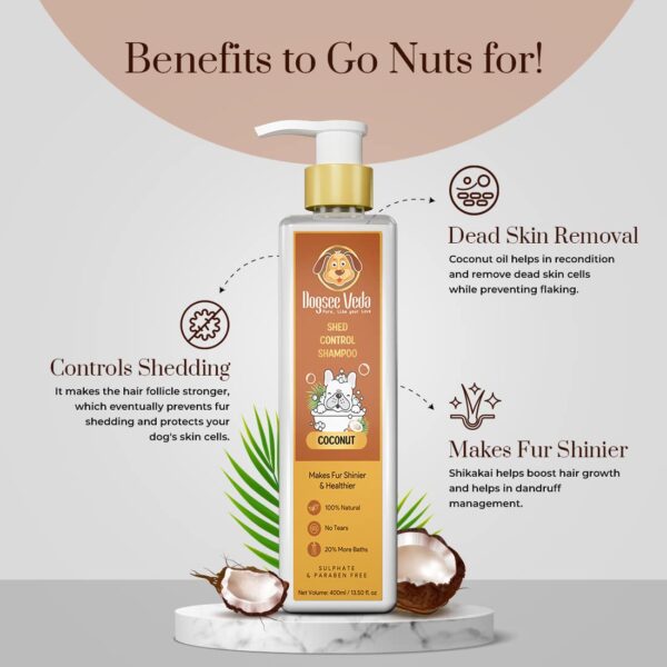 614TcHswi3L._SL1100_.jpg Dogsee Veda Coconut Dog Shampoo 400 ml | Shed Control & Hair Fall Reduction | Ayurvedic, Sulfate-Free & Paraben-Free | Moisturizing & Anti-Fungal | Safe for, Pomeranian, Golden Retriever, Puppies