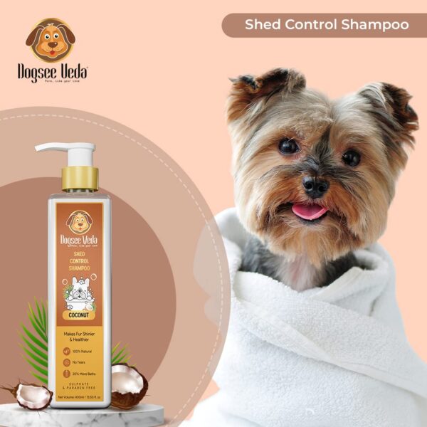 61DTaZ6ve3L._SL1100_.jpg Dogsee Veda Coconut Dog Shampoo 400 ml | Shed Control & Hair Fall Reduction | Ayurvedic, Sulfate-Free & Paraben-Free | Moisturizing & Anti-Fungal | Safe for, Pomeranian, Golden Retriever, Puppies