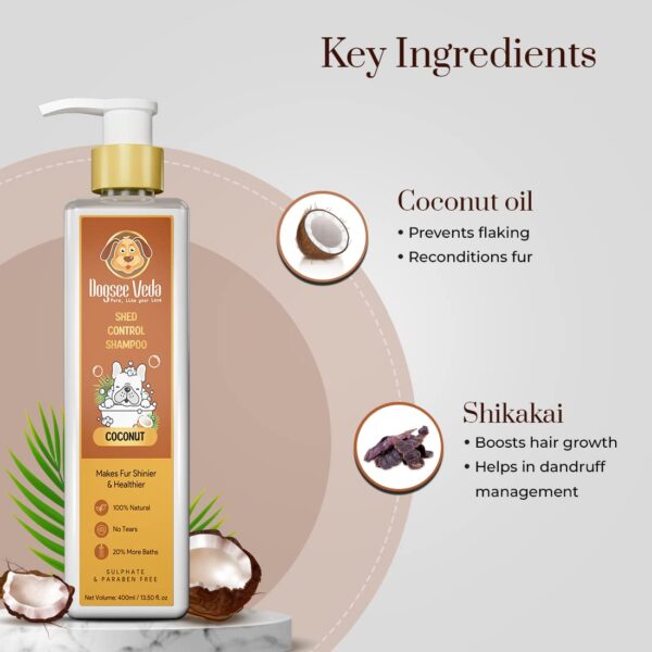 61F-HkWQ5L._SL1100_.jpg Dogsee Veda Coconut Dog Shampoo 400 ml | Shed Control & Hair Fall Reduction | Ayurvedic, Sulfate-Free & Paraben-Free | Moisturizing & Anti-Fungal | Safe for, Pomeranian, Golden Retriever, Puppies