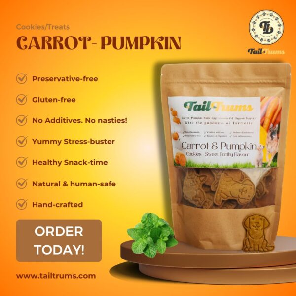61G3F7srNXL._SL1080_.jpg TailTrums Dog Biscuits – Carrot & Pumpkin Cookies (250g) | Healthy Dog Food | All Breeds |