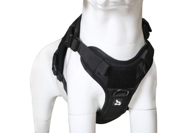 Dog Tactical Harness No-Pull Pet Harness Adjustable Outdoor Pet Vest Army Standard Material Vest for Dogs Easy Control for Small Medium Large Dogs (XL, Tactical Black)