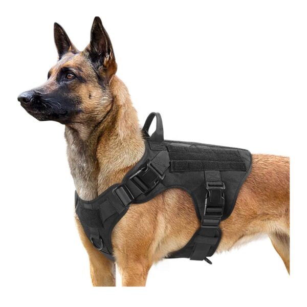 Tactical Dog Harness No-Pull Pet Harness Adjustable Outdoor Pet Vest Military Standard Material Vest for Dogs Easy Control Dog Belt for Medium Large Dogs (Medium, Tactical Black)