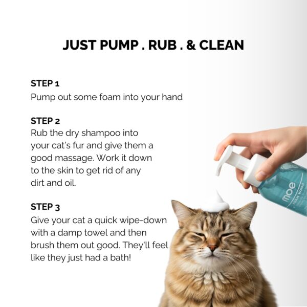 Moe Puppy Dry Shampoo for Cats | Cleansing & Conditioning, Detangling & Moisturizing | Quick Odor Removal | Safe for Kittens (300 ml)